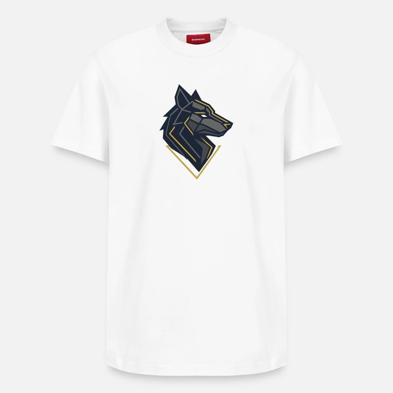 Emblème géométrique du loup - T-shirt unisexe décontracté en coton Supima – de SPREAD - blanc