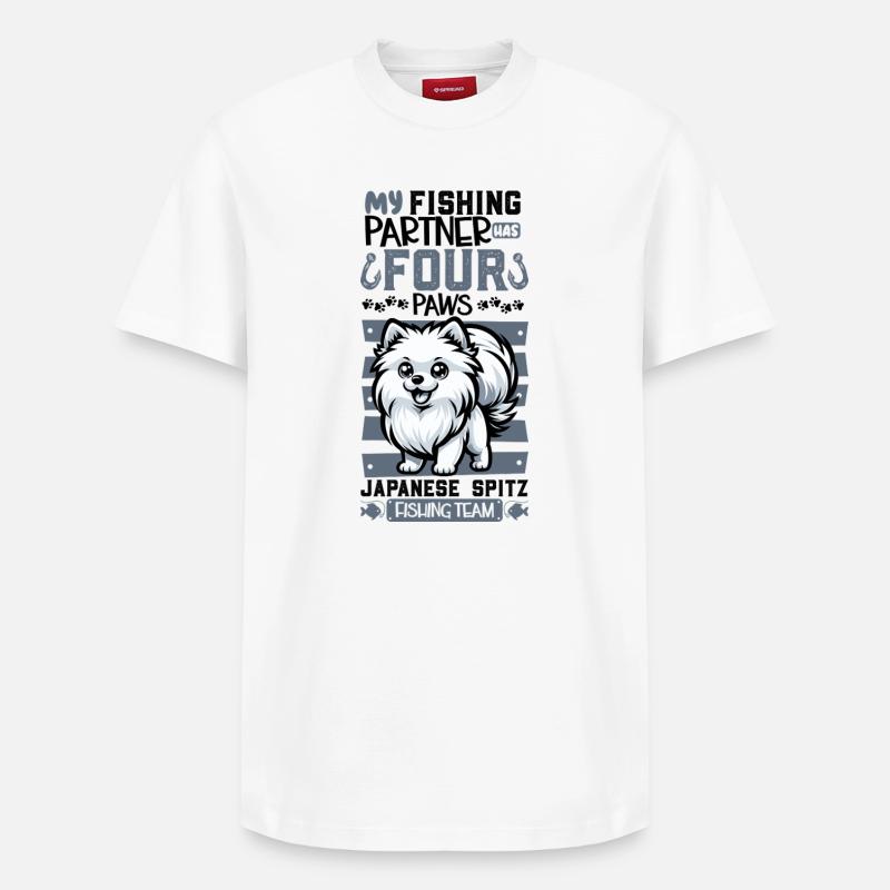 Pêche et Spitz japonais - T-shirt unisexe décontracté en coton Supima – de SPREAD - blanc