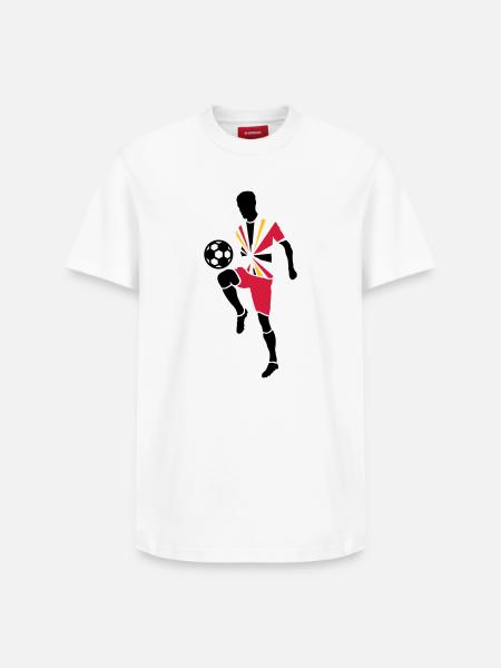 Soccer player with soccer ball - Relaxed Unisex Supima Cotton T-Shirt – by SPREAD - white