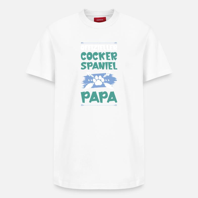 cocker spaniel hunde papa - Relaxed Unisex Supima Cotton T-Shirt – von SPREAD - Weiß