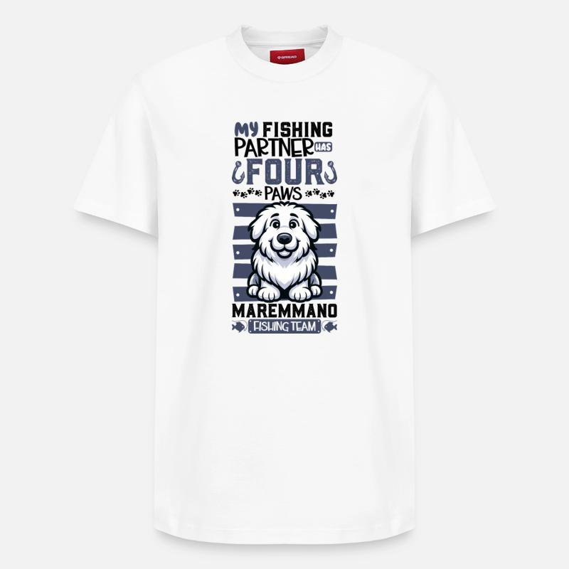 Pêche et Berger Maremme-Abruzzes - T-shirt unisexe décontracté en coton Supima – de SPREAD - blanc