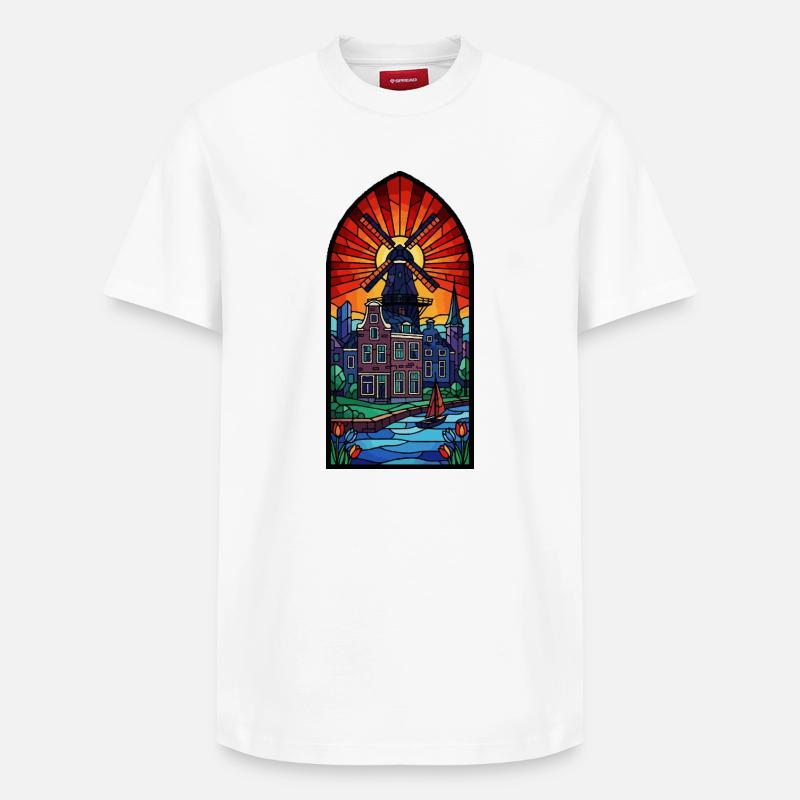 École d’Amsterdam - T-shirt unisexe décontracté en coton Supima – de SPREAD - blanc