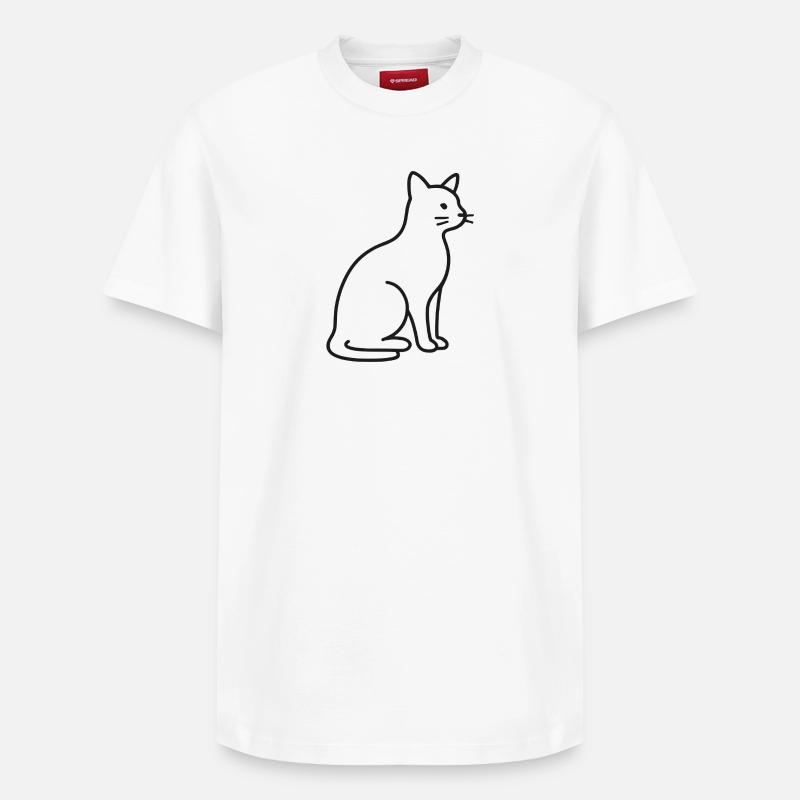 Silhouette de chat en trait - T-shirt unisexe décontracté en coton Supima – de SPREAD - blanc