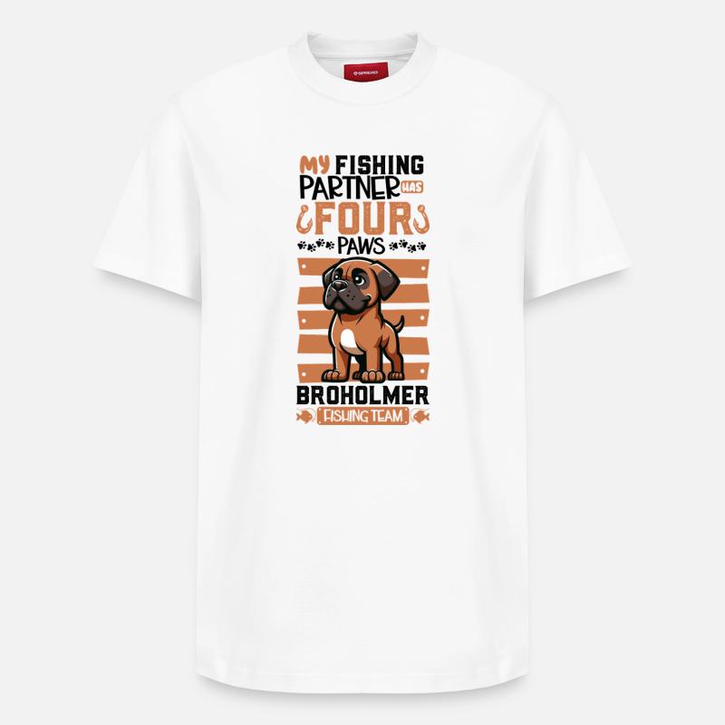 Pêche et Broholmer - T-shirt unisexe décontracté en coton Supima – de SPREAD - blanc