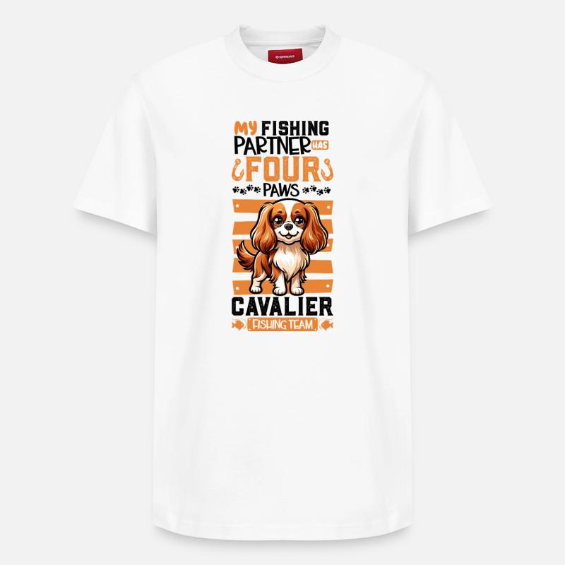 Pêche et Ovcharka d’Asie centrale - T-shirt unisexe décontracté en coton Supima – de SPREAD - blanc