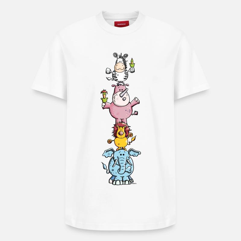 Drôles Animaux Cirque - Zoo - T-shirt unisexe décontracté en coton Supima – de SPREAD - blanc