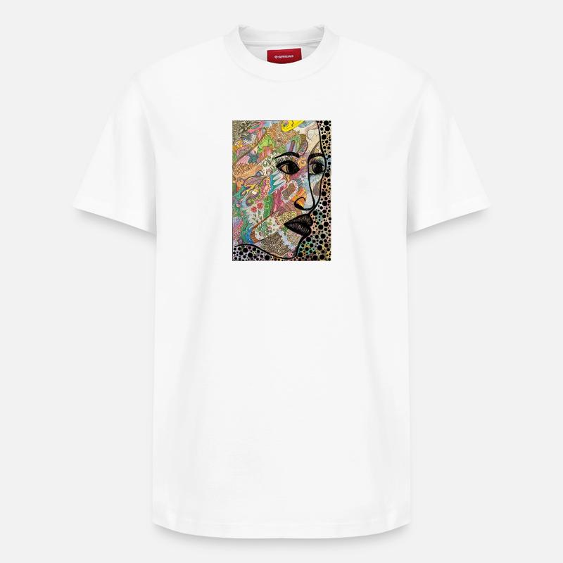 Visage abstrait en profil - T-shirt unisexe décontracté en coton Supima – de SPREAD - blanc