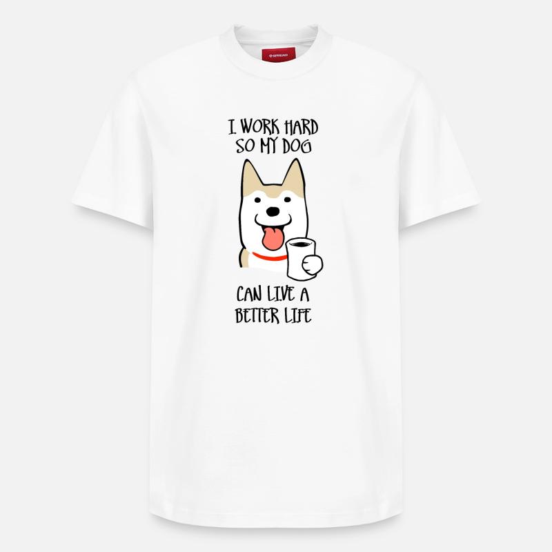 Je travaille dur - T-shirt unisexe décontracté en coton Supima – de SPREAD - blanc