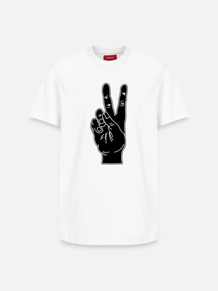 Black hand gesture peace - Relaxed Unisex Supima Cotton T-Shirt – by SPREAD - white