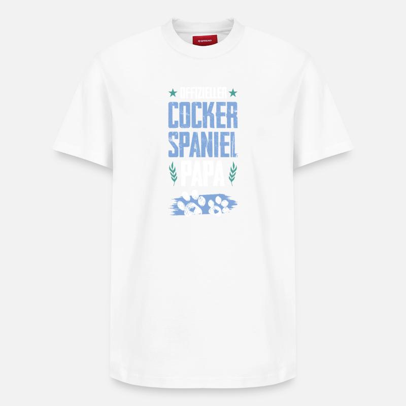 cocker spaniel hunde papa - Relaxed Unisex Supima Cotton T-Shirt – von SPREAD - Weiß