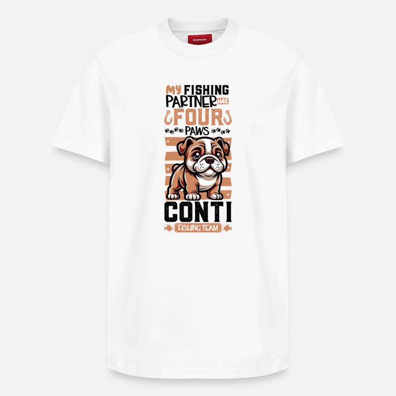 Pêche et bouledogue continental - T-shirt unisexe décontracté en coton Supima – de SPREAD - blanc