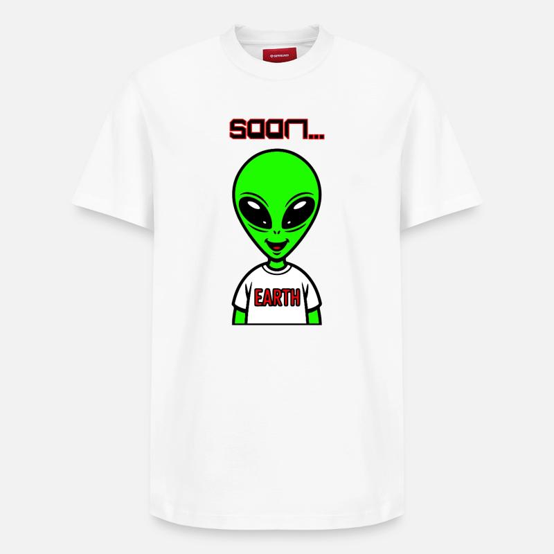 Alien vert - T-shirt unisexe décontracté en coton Supima – de SPREAD - blanc