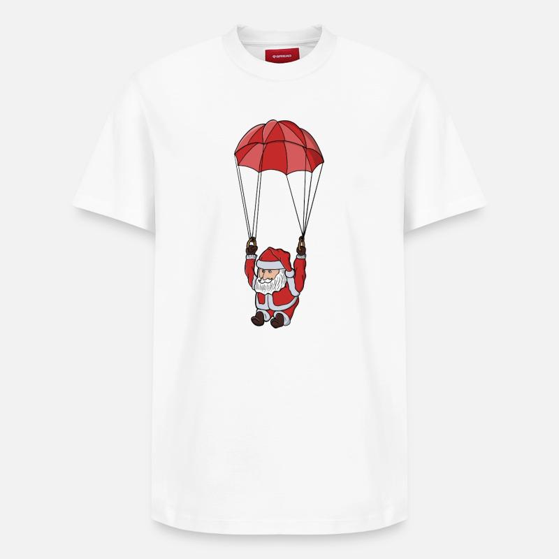 Parachutisme du Père Noël - T-shirt unisexe décontracté en coton Supima – de SPREAD - blanc
