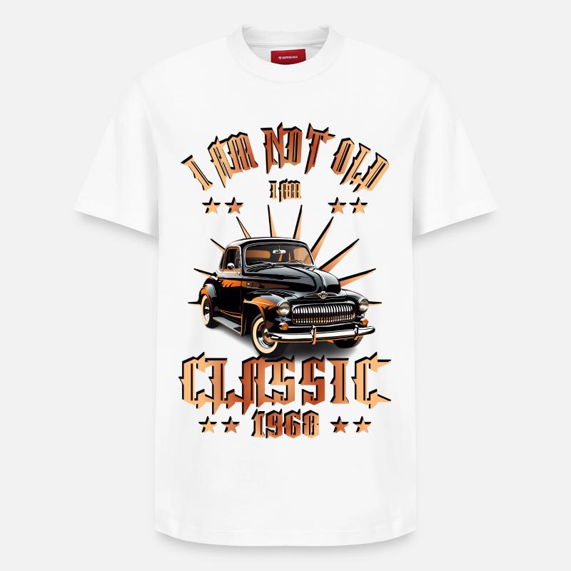 Voiture classique - T-shirt unisexe décontracté en coton Supima – de SPREAD - blanc