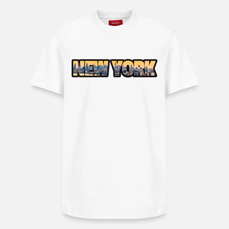 Skyline de New York - T-shirt unisexe décontracté en coton Supima – de SPREAD - blanc