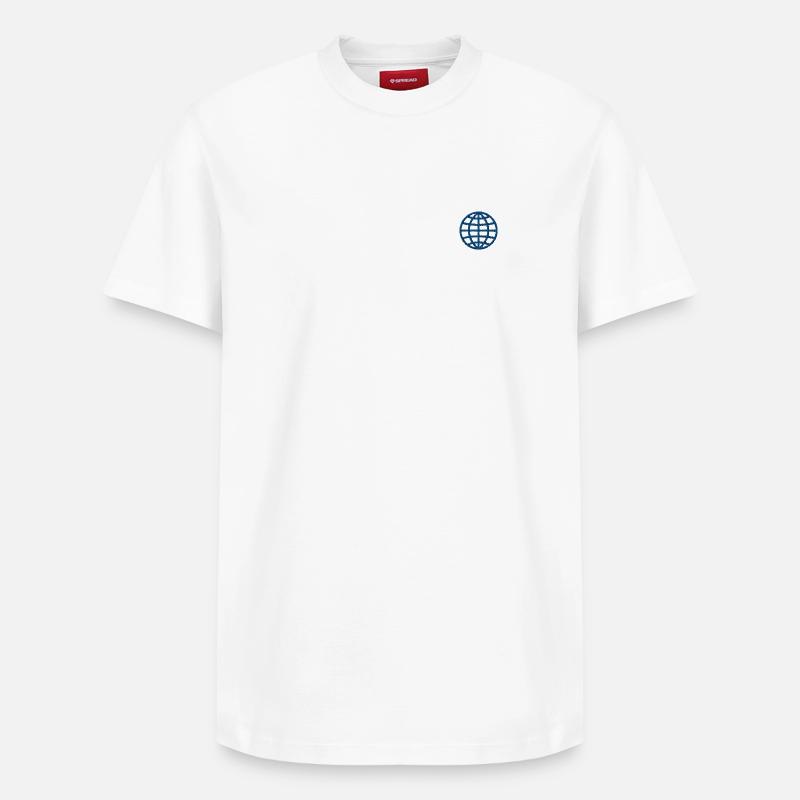 Globe brodé - T-shirt unisexe décontracté en coton Supima – de SPREAD - blanc
