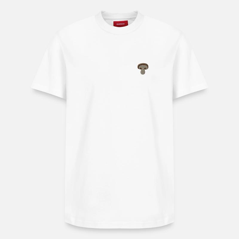 Champignon brodé - T-shirt unisexe décontracté en coton Supima – de SPREAD - blanc