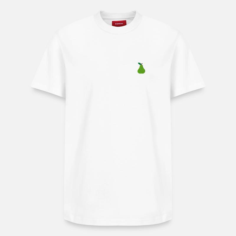 Poire brodée - T-shirt unisexe décontracté en coton Supima – de SPREAD - blanc