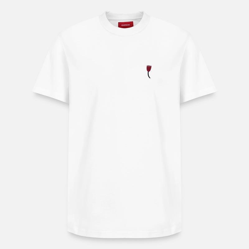 Tulpe bestickt - Relaxed Unisex Supima Cotton T-Shirt – von SPREAD - Weiß