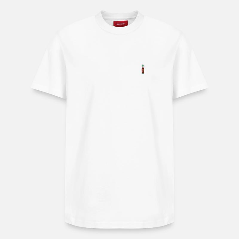 Weinflasche bestickt - Relaxed Unisex Supima Cotton T-Shirt – von SPREAD - Weiß