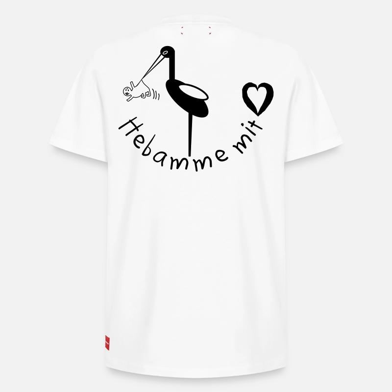 Hebamme mit Herz Storch - Relaxed Unisex Supima Cotton T-Shirt – von SPREAD - Weiß