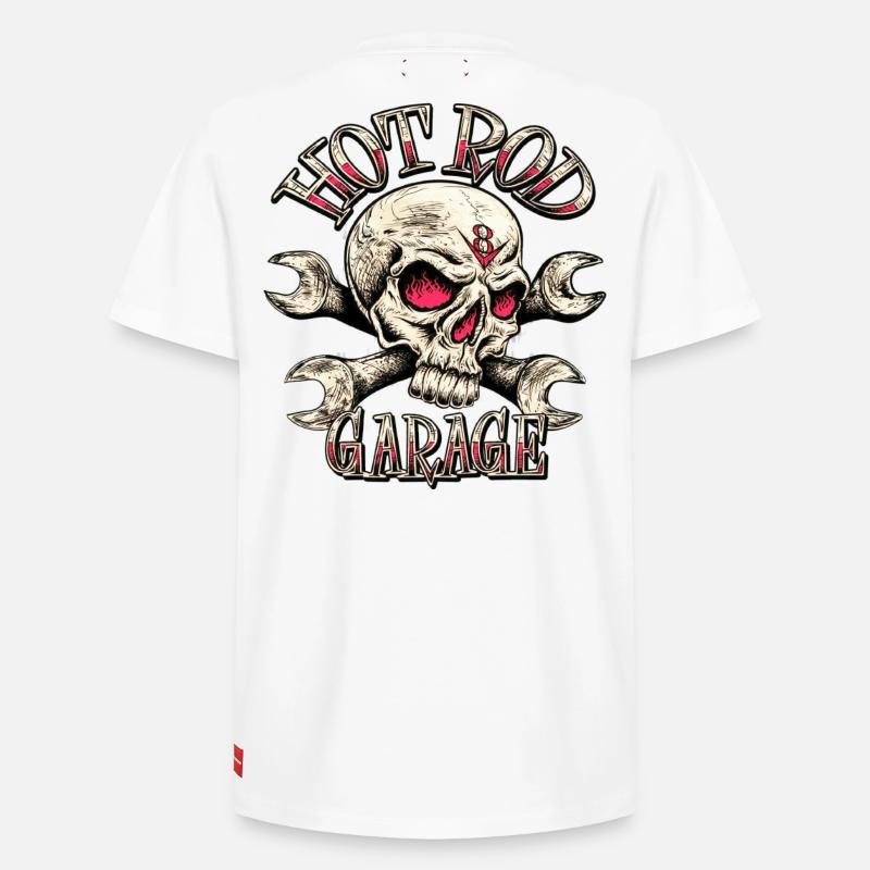 Hot Rod Garage V8 - T-shirt unisexe décontracté en coton Supima – de SPREAD - blanc