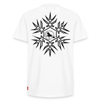 Cheval islandais avec cristal de glace grand motif d’hiver - T-shirt unisexe décontracté en coton Supima – de SPREAD - blanc - Dos - AI Model Male 185 dark (185cm)