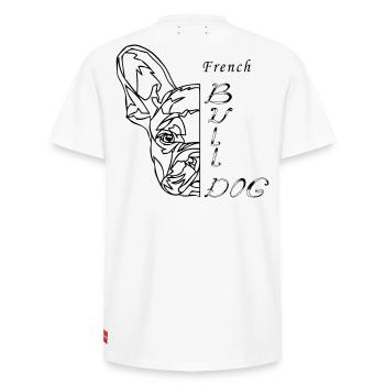 Bouledogue français - T-shirt unisexe décontracté en coton Supima – de SPREAD - blanc - Dos - AI Model Male 185 dark (185cm)