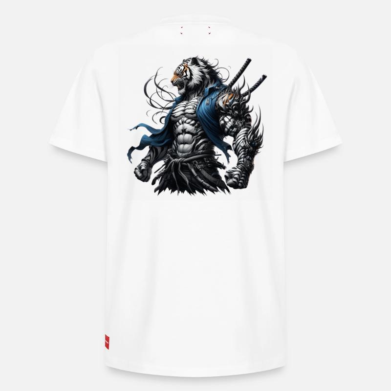 Tigre Samouraï - T-shirt unisexe décontracté en coton Supima – de SPREAD - blanc