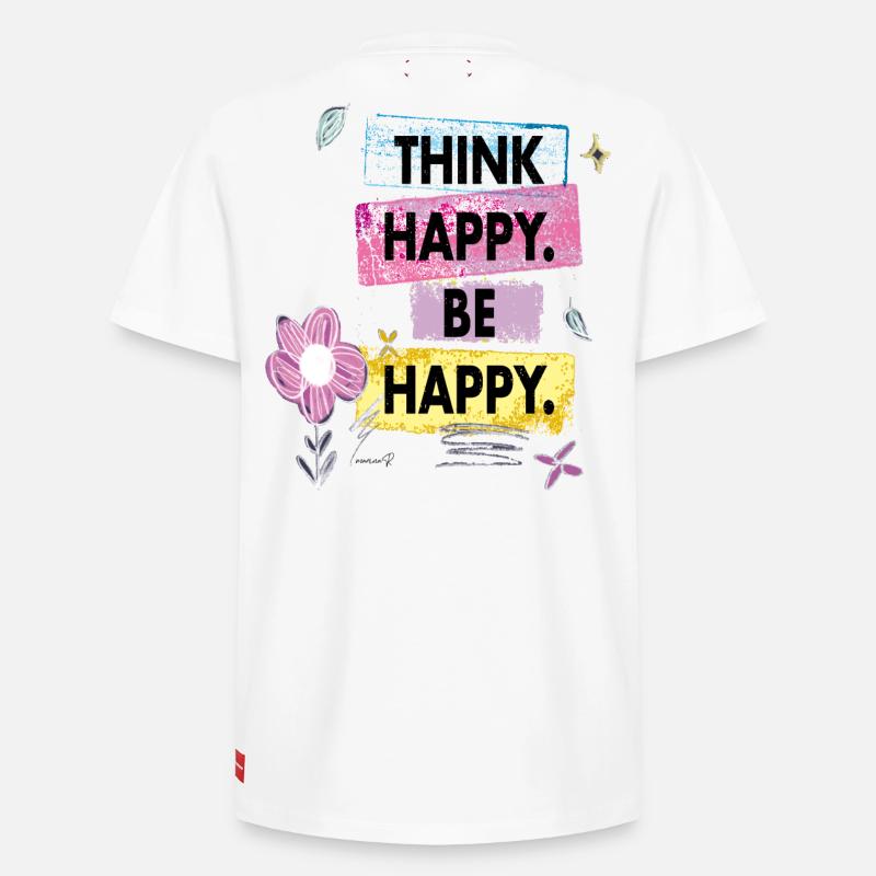 Pensez heureux, soyez heureux - T-shirt unisexe décontracté en coton Supima – de SPREAD - blanc