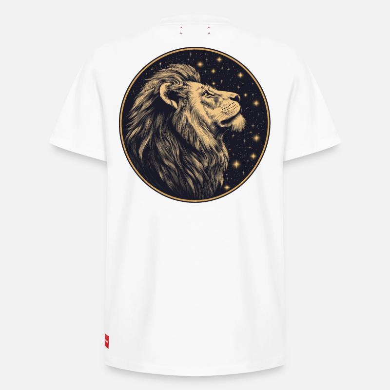 Lion avec ciel étoilé - T-shirt unisexe décontracté en coton Supima – de SPREAD - blanc