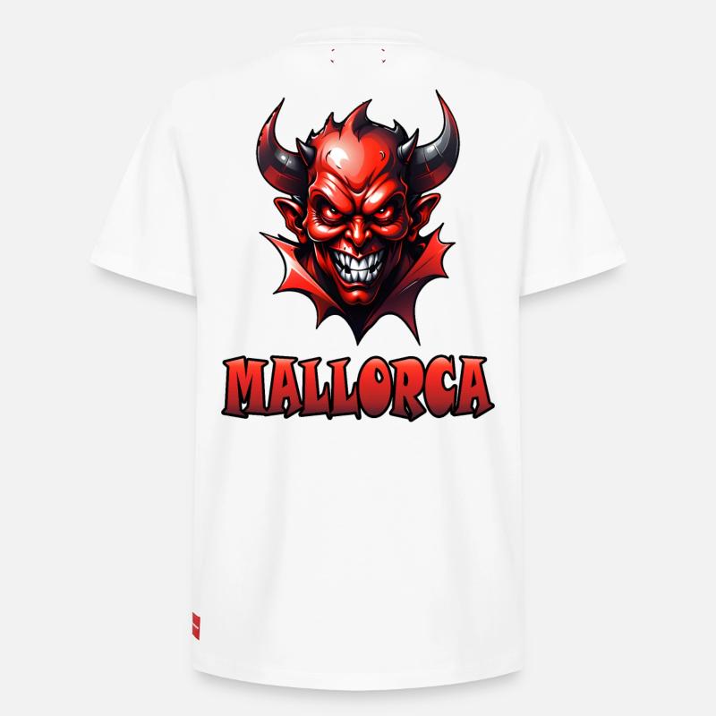 Mallorca with Red Devil - Relaxed Unisex Supima Cotton T-Shirt – by SPREAD - white