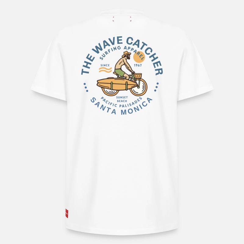 Design de Surfeur à Santa Monica - T-shirt unisexe décontracté en coton Supima – de SPREAD - blanc