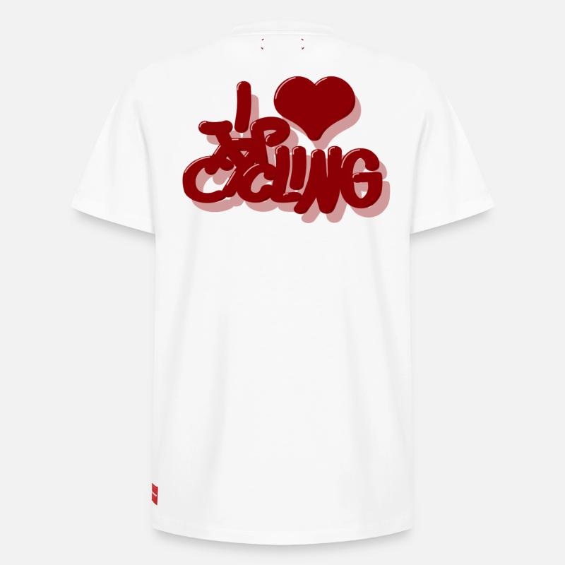 I_Love_cycling_rot - T-shirt unisexe décontracté en coton Supima – de SPREAD - blanc
