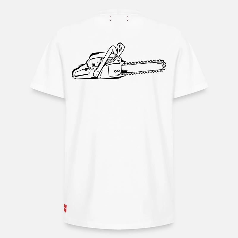 Motorsäge - Relaxed Unisex Supima Cotton T-Shirt – von SPREAD - Weiß