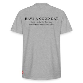 Good Day - Relaxed Unisex Supima Cotton T-Shirt – by SPREAD - white - Back - AI Model Male 185 dark (185cm)