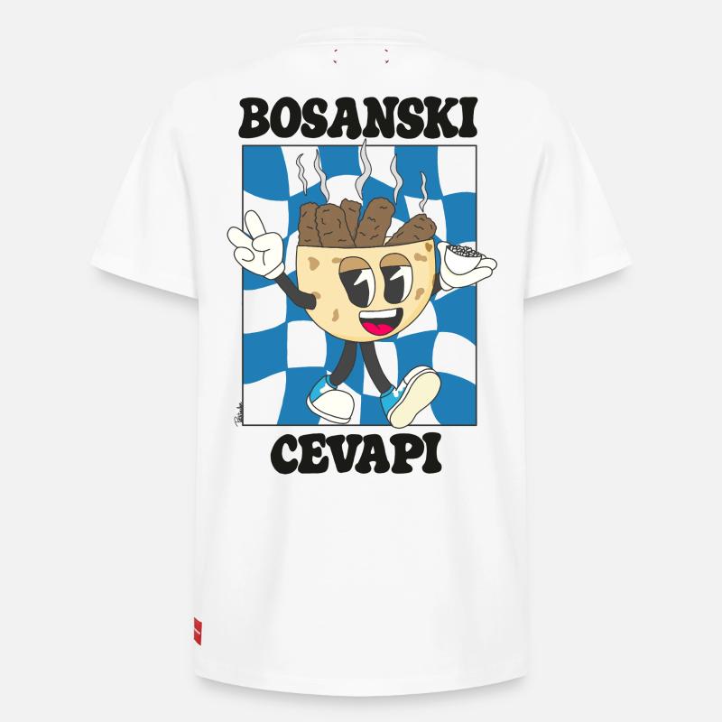 Cevapi Bosniaque Cartoon Bleu Mascotte - T-shirt unisexe décontracté en coton Supima – de SPREAD - blanc