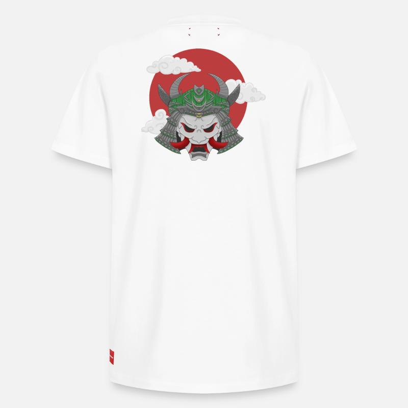 Oni x Samurai Graugrün - Relaxed Unisex Supima Cotton T-Shirt – von SPREAD - Weiß