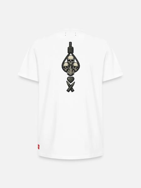 Avi Collection – Skulls & Flame - Relaxed Unisex Supima Cotton T-Shirt – by SPREAD - white