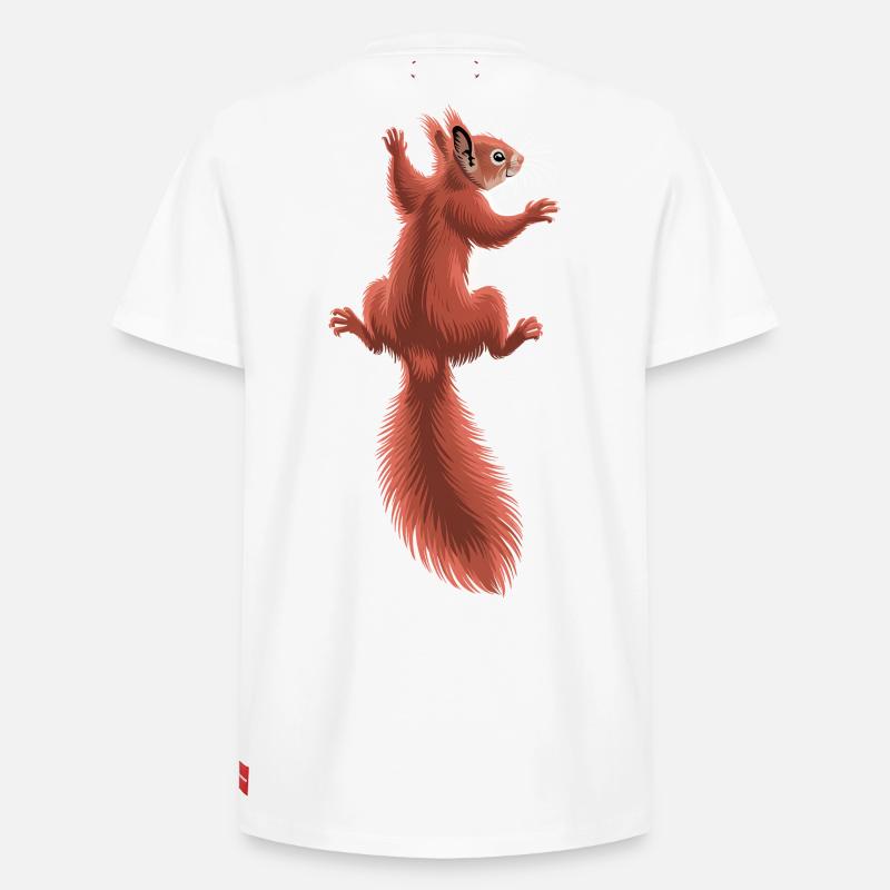 Écureuil roux grimpeur mignon - T-shirt unisexe décontracté en coton Supima – de SPREAD - blanc