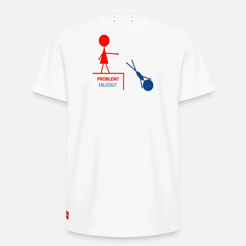 Lustiger Spruch– Problem? Erledigt! - Relaxed Unisex Supima Cotton T-Shirt – von SPREAD - Weiß