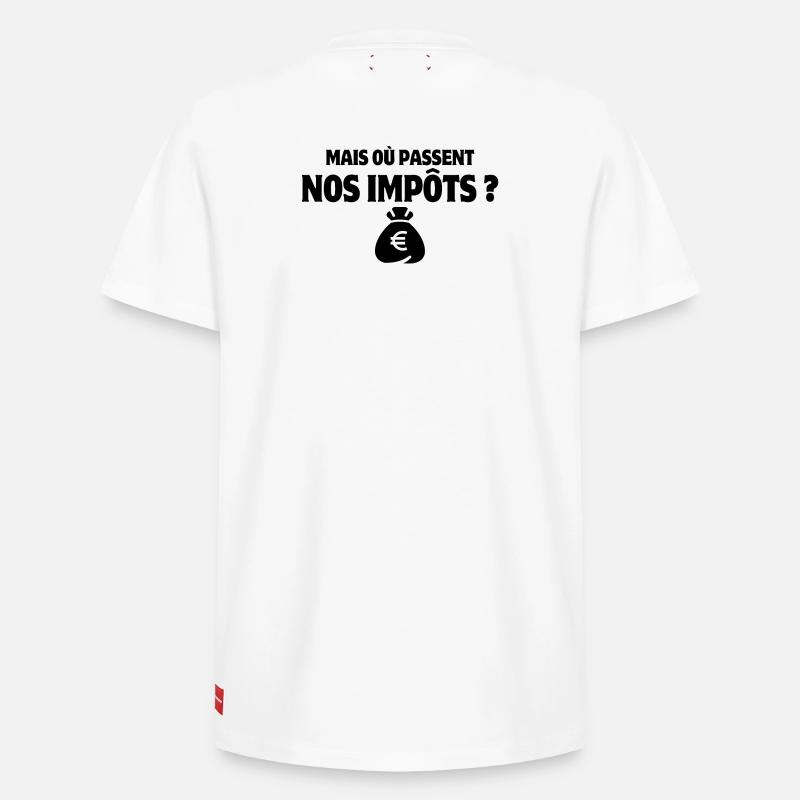 impôt, impôts, taxe - T-shirt unisexe décontracté en coton Supima – de SPREAD - blanc