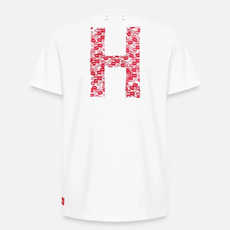 Lettre H - tshirt bisous - T-shirt unisexe décontracté en coton Supima – de SPREAD - blanc