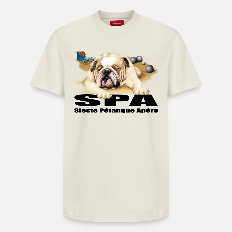 SPA Sieste pétanque apéro - T-shirt unisexe décontracté en coton Supima – de SPREAD - blanc cassé