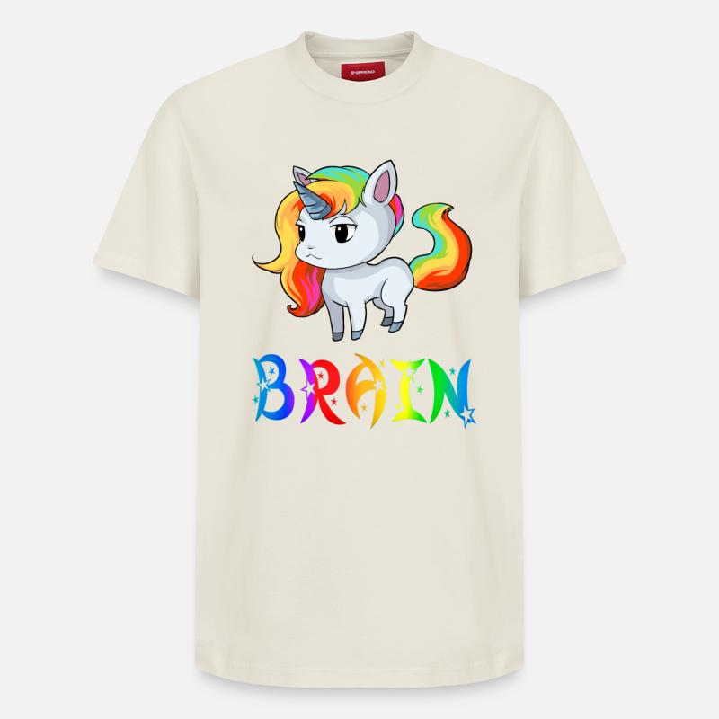 Einhorn Brain - Relaxed Unisex Supima Cotton T-Shirt – von SPREAD - Naturweiß