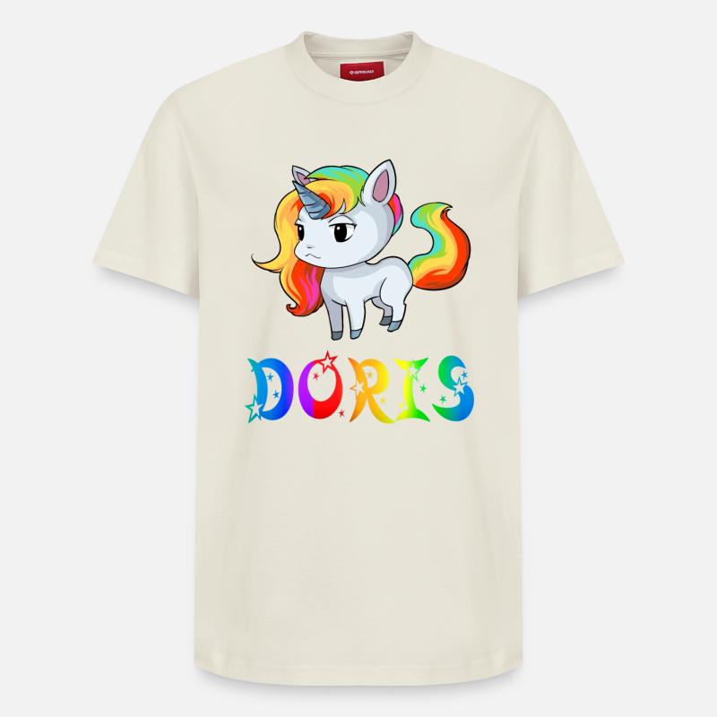 Einhorn Doris - Relaxed Unisex Supima Cotton T-Shirt – von SPREAD - Naturweiß