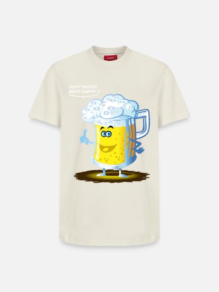 Beer happy toon - Relaxed Unisex Supima Cotton T-Shirt – von SPREAD - Naturweiß