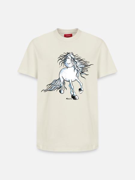 "White Beauty" - Pferd - Andalusier - Relaxed Unisex Supima Cotton T-Shirt – von SPREAD - Naturweiß