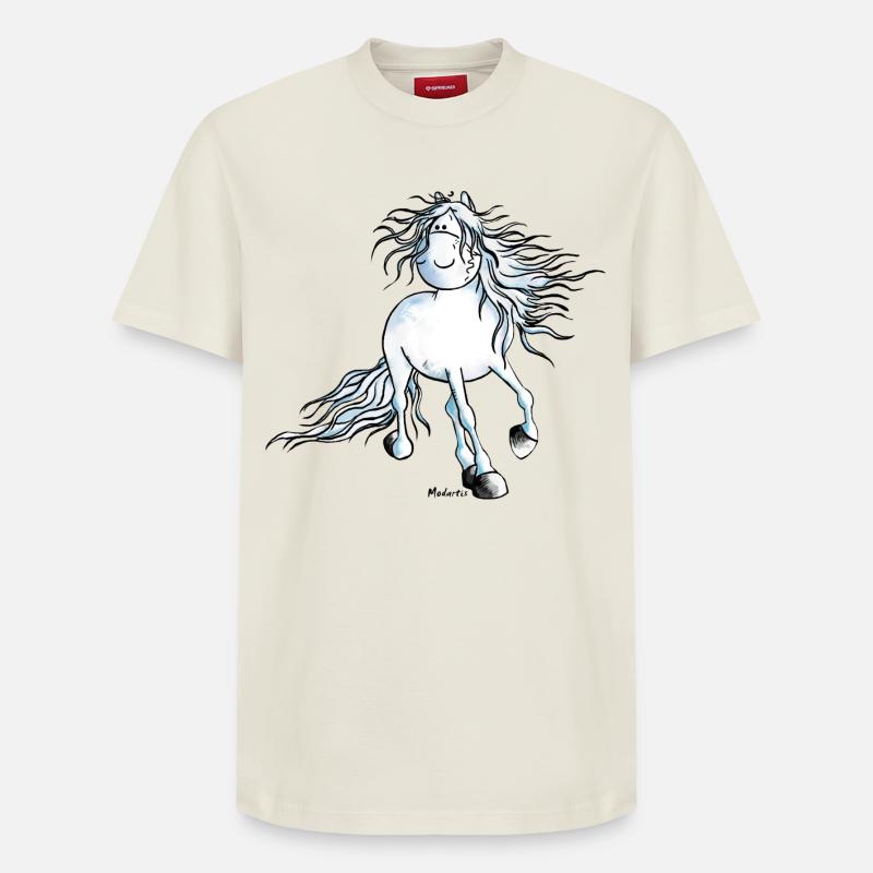 "White Beauty" - Pferd - Andalusier - Relaxed Unisex Supima Cotton T-Shirt – von SPREAD - Naturweiß