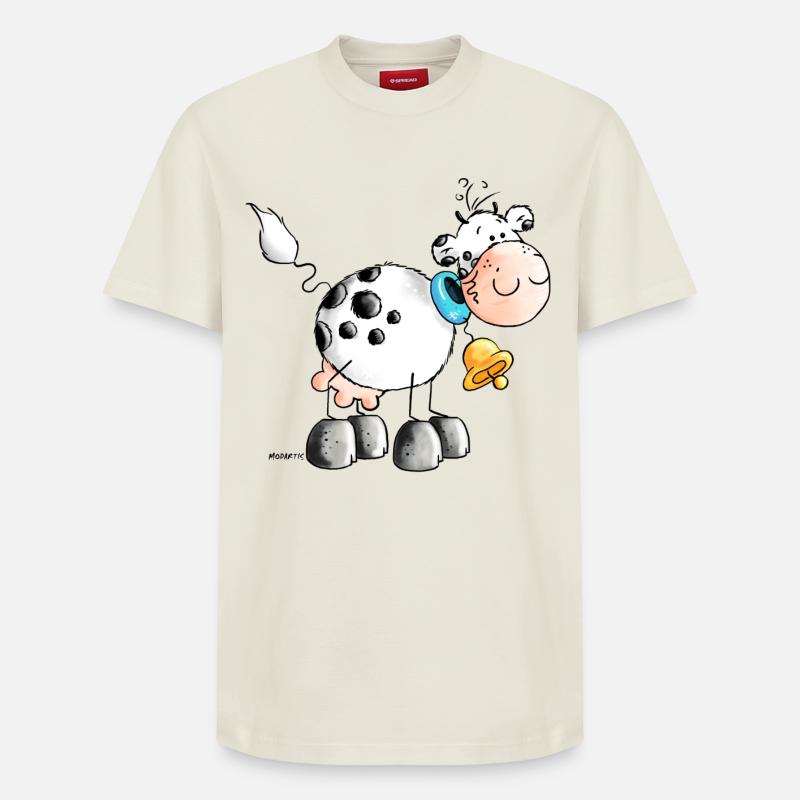 "Erna" - Cow - Vache - Vaches - T-shirt unisexe décontracté en coton Supima – de SPREAD - blanc cassé
